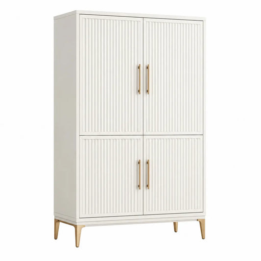 Armoire de chambre 4 portes rectangulaire 100 x 50 x 190 cm en MDF blanc