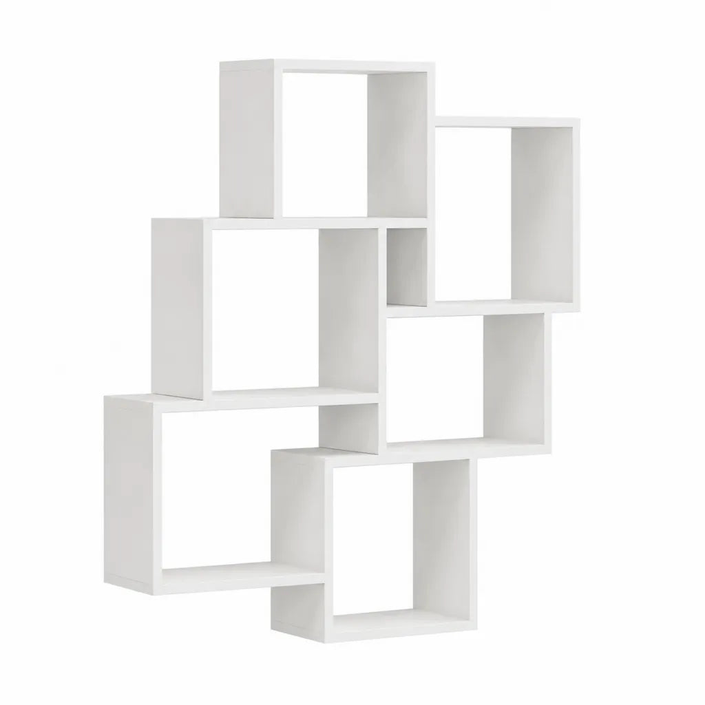 Étagère murale à 6 compartiments en panneaux de particules blanc 80 x 20 x 127.5 cm