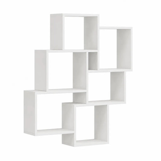 Étagère murale à 6 compartiments en panneaux de particules blanc 80 x 20 x 127.5 cm